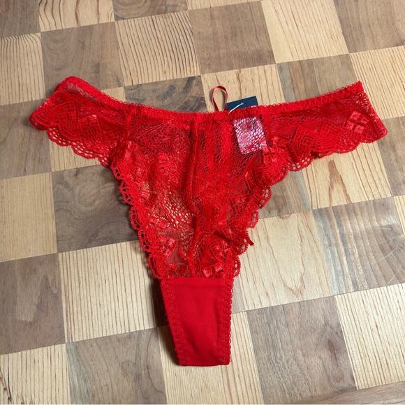 NWT Fredericks of Hollywood Lot of 3 Lace Underwear Red & Brown Thong Cheeky - Picture 3 of 6